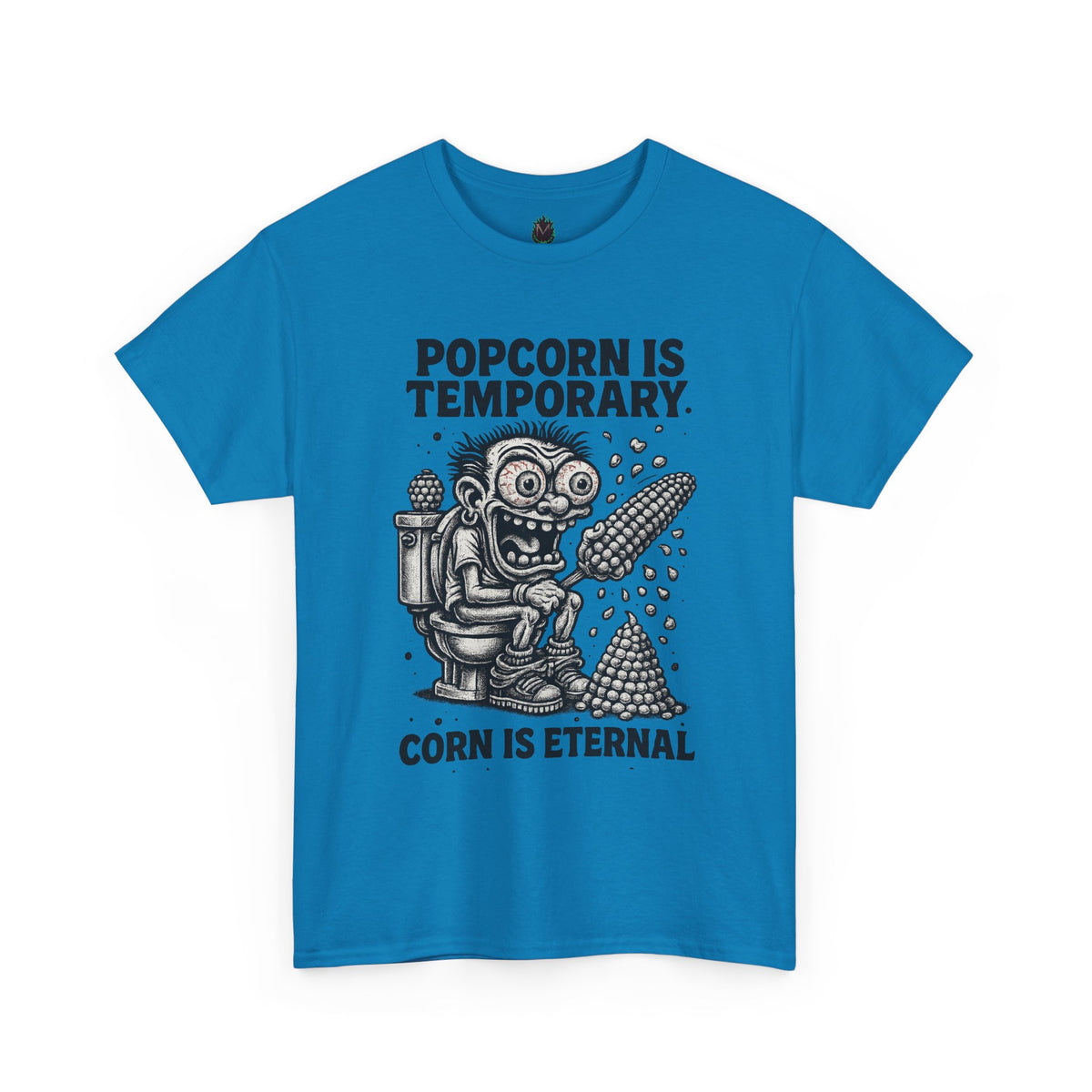 Popcorn Is Temporary Corn Is Eternal T-Shirt | Retro Skull Corn Design