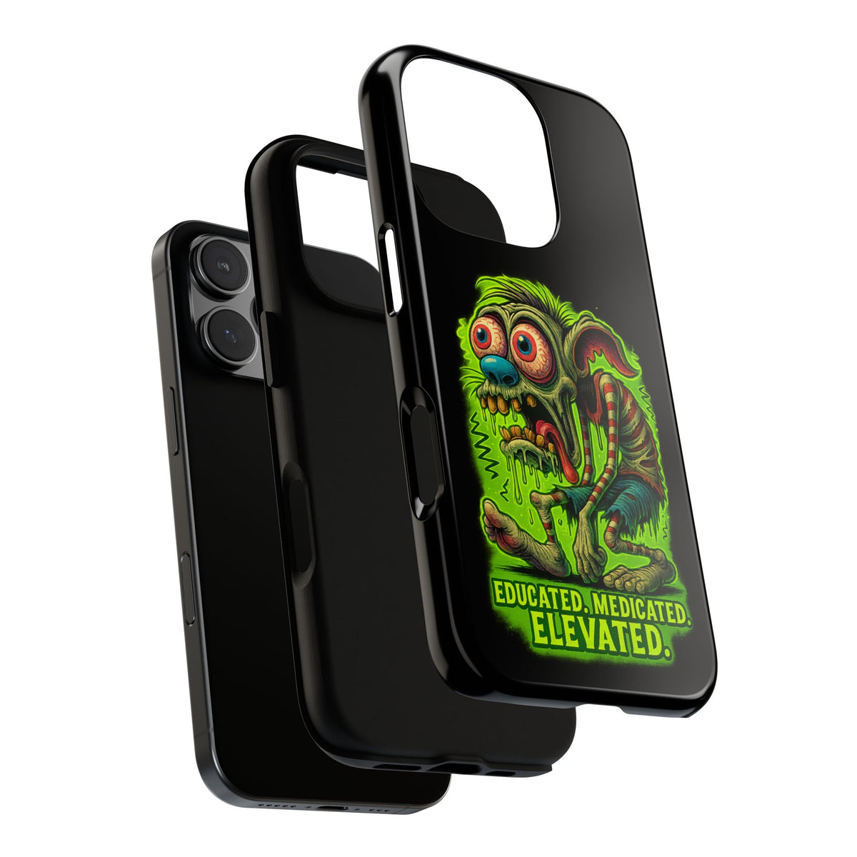Phone Case — "Educated. Medicated. Elevated." Neon Monster Design