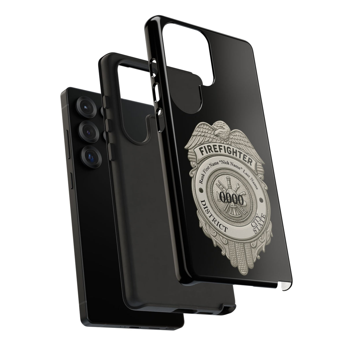 Firefighter Badge Tough Phone Case — Personalized Station Number Design