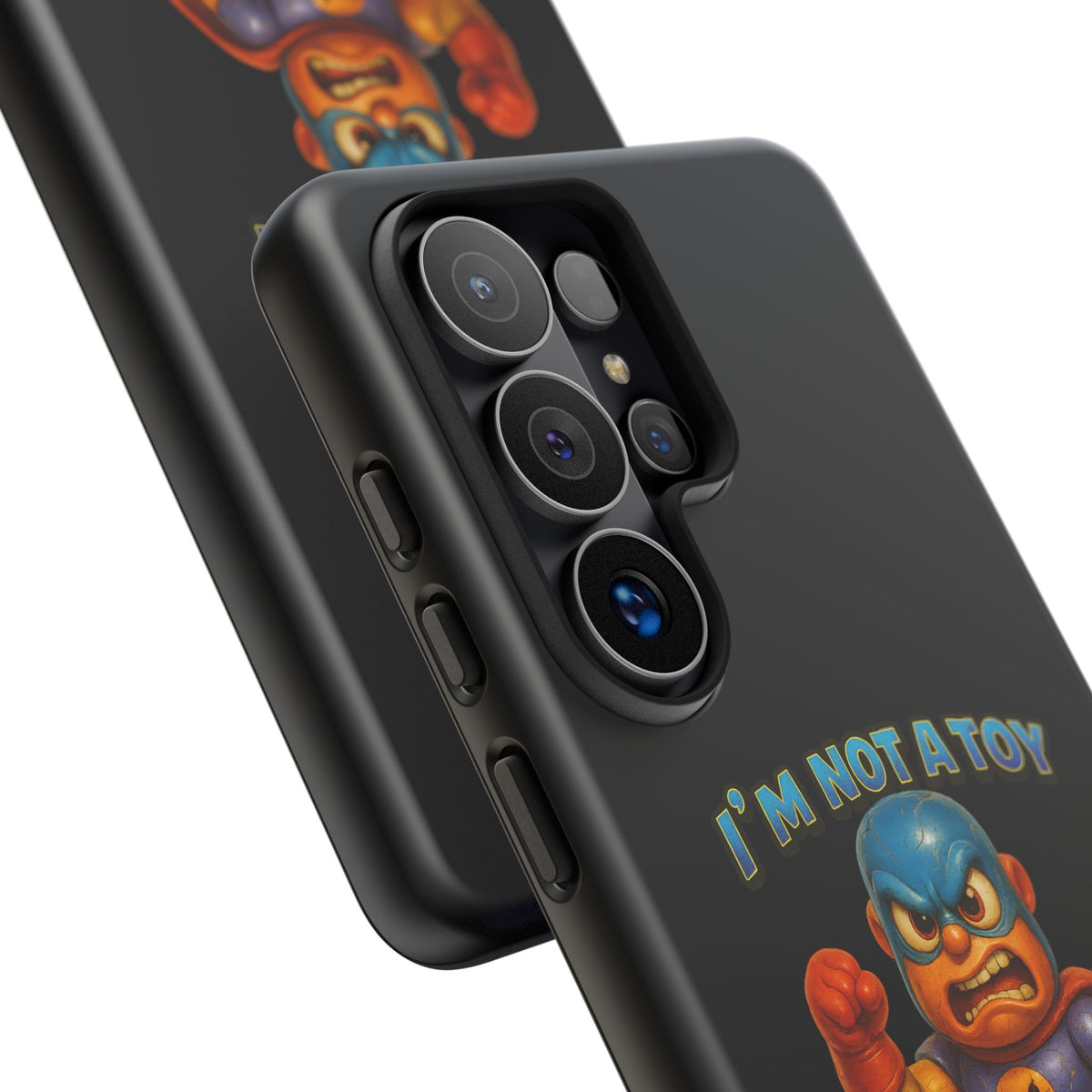 Phone Case — "I'm Not a Toy, I'm a Weaponized Tantrum" Cartoon Superhero Design