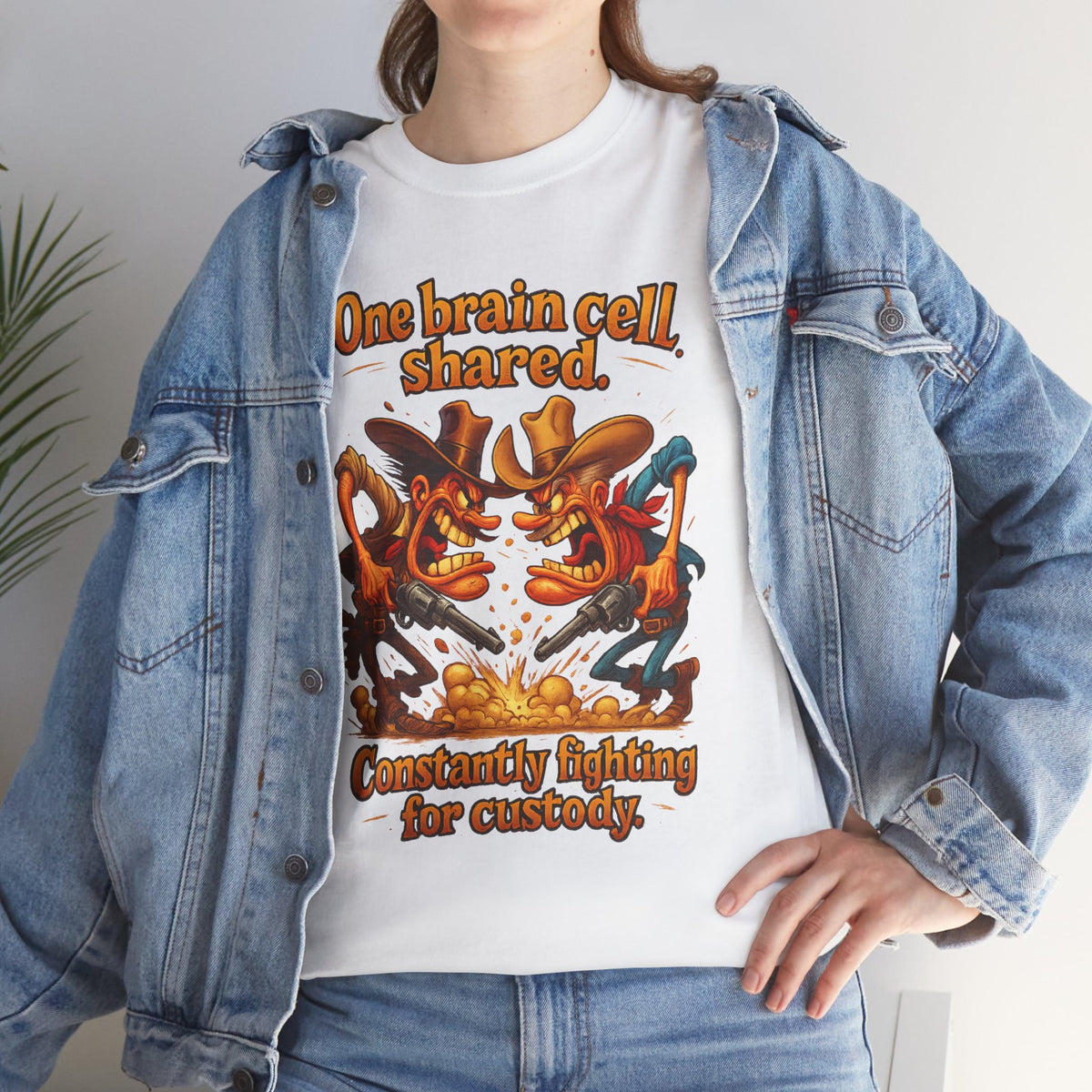 One Brain Cell Shared T-Shirt | Cartoon Dinosaurs Arguing