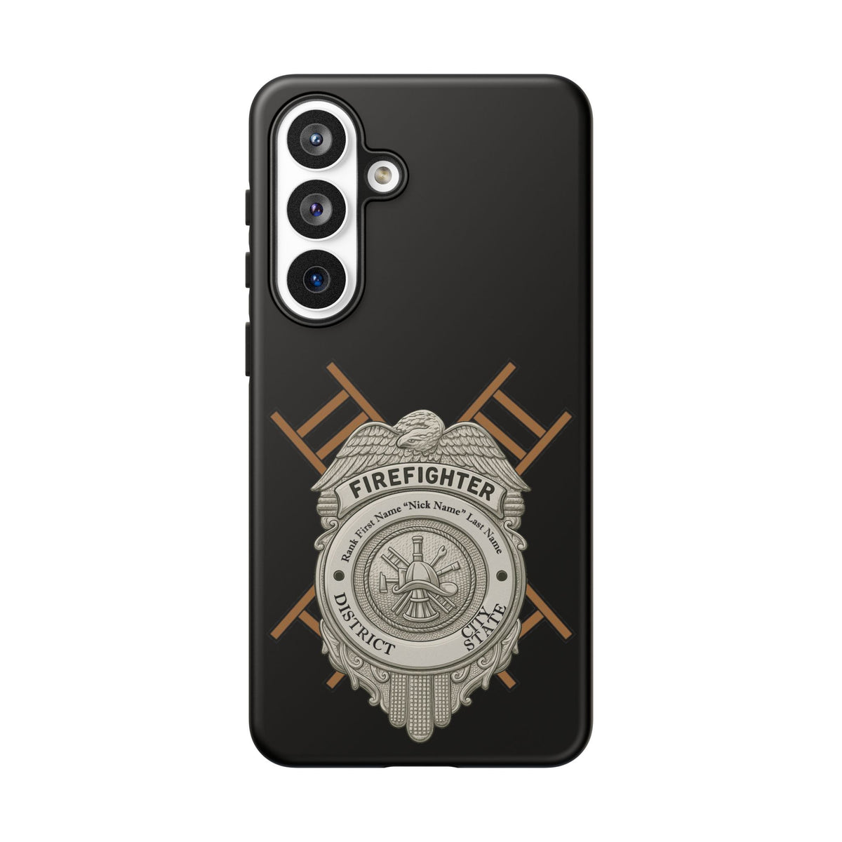 Firefighter Badge Tough Phone Case — Firefighter Helmet & Ladders Protective Case