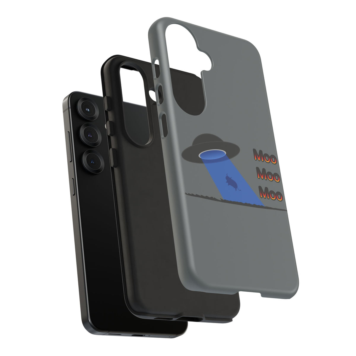 Phone Case — Funny UFO Cow Abduction Design with “Moo Moo Moo”