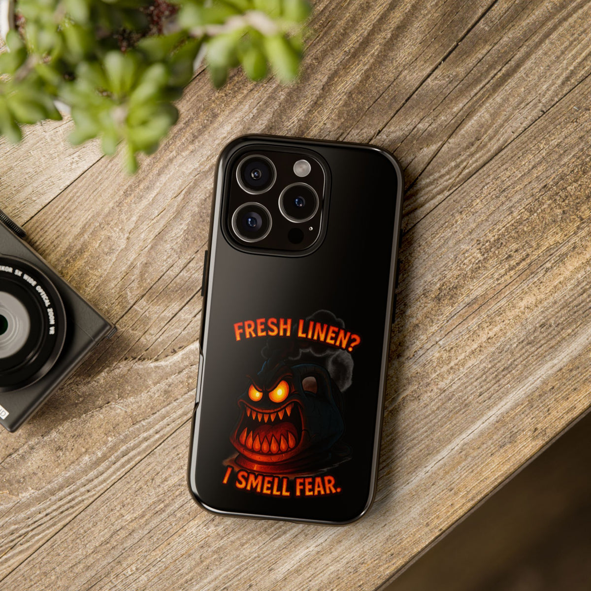 Phone Case — 'Fresh Linen? I Smell Fear.' Spooky Pumpkin Horror Protective Case