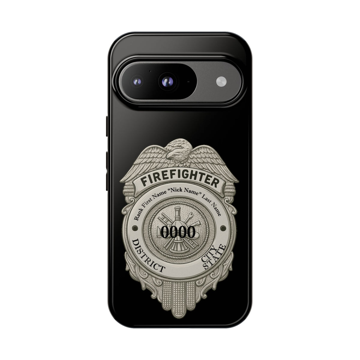 Firefighter Badge Tough Phone Case — Personalized Station Number Design