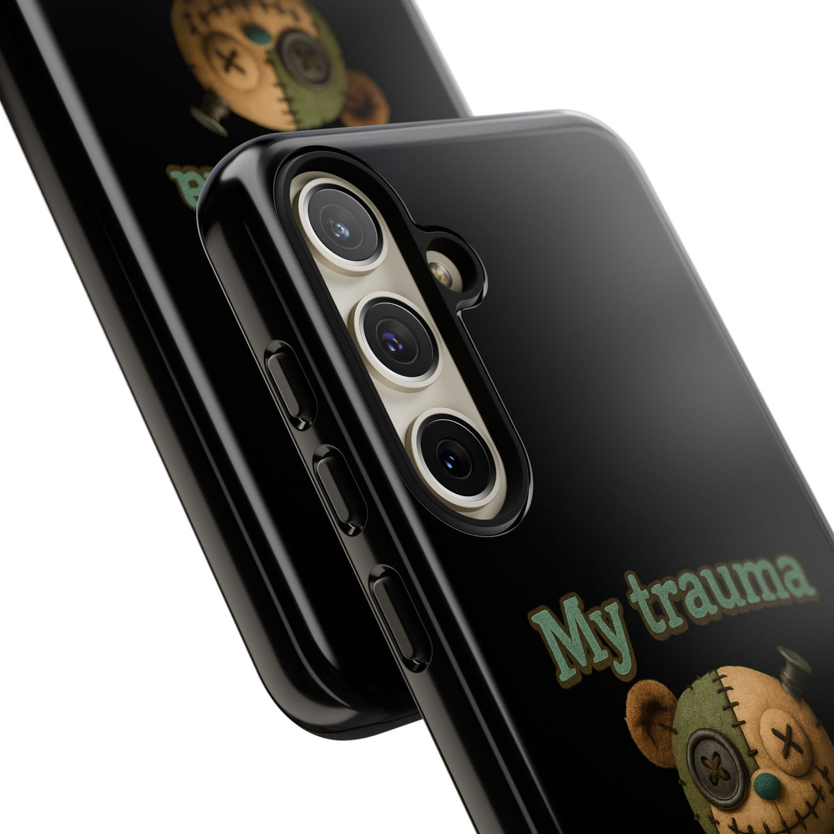 Phone Case — 'My Trauma Runs on AA Batteries' Creepy Voodoo Teddy Protective Cover