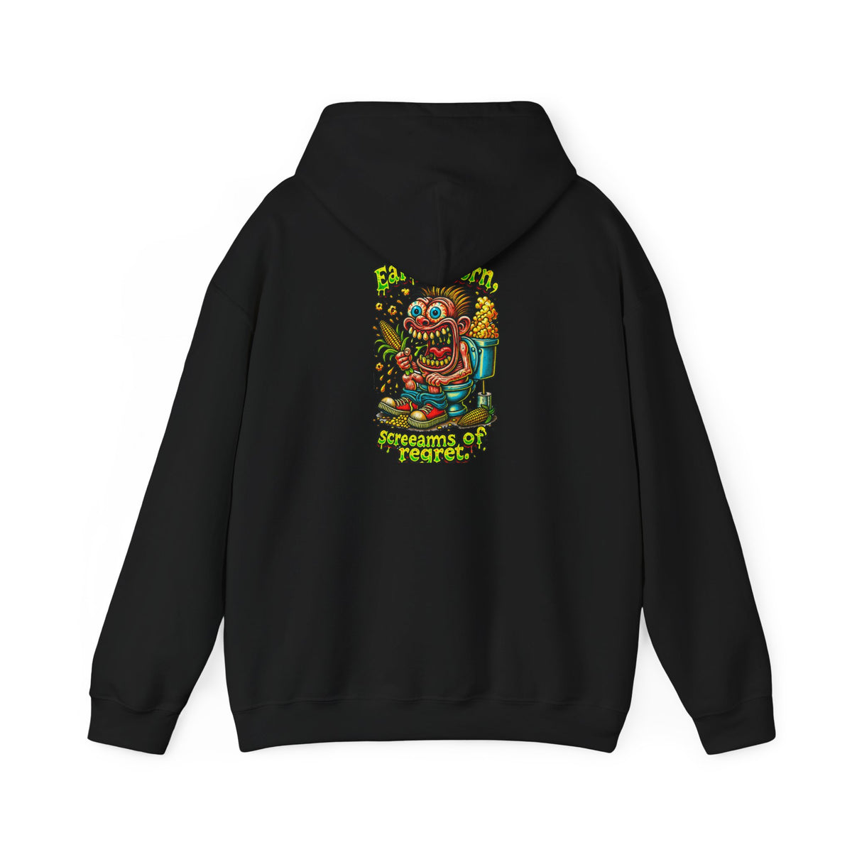 Hoodie — Colorful Retro Monster Graphic “Screams of Regret”