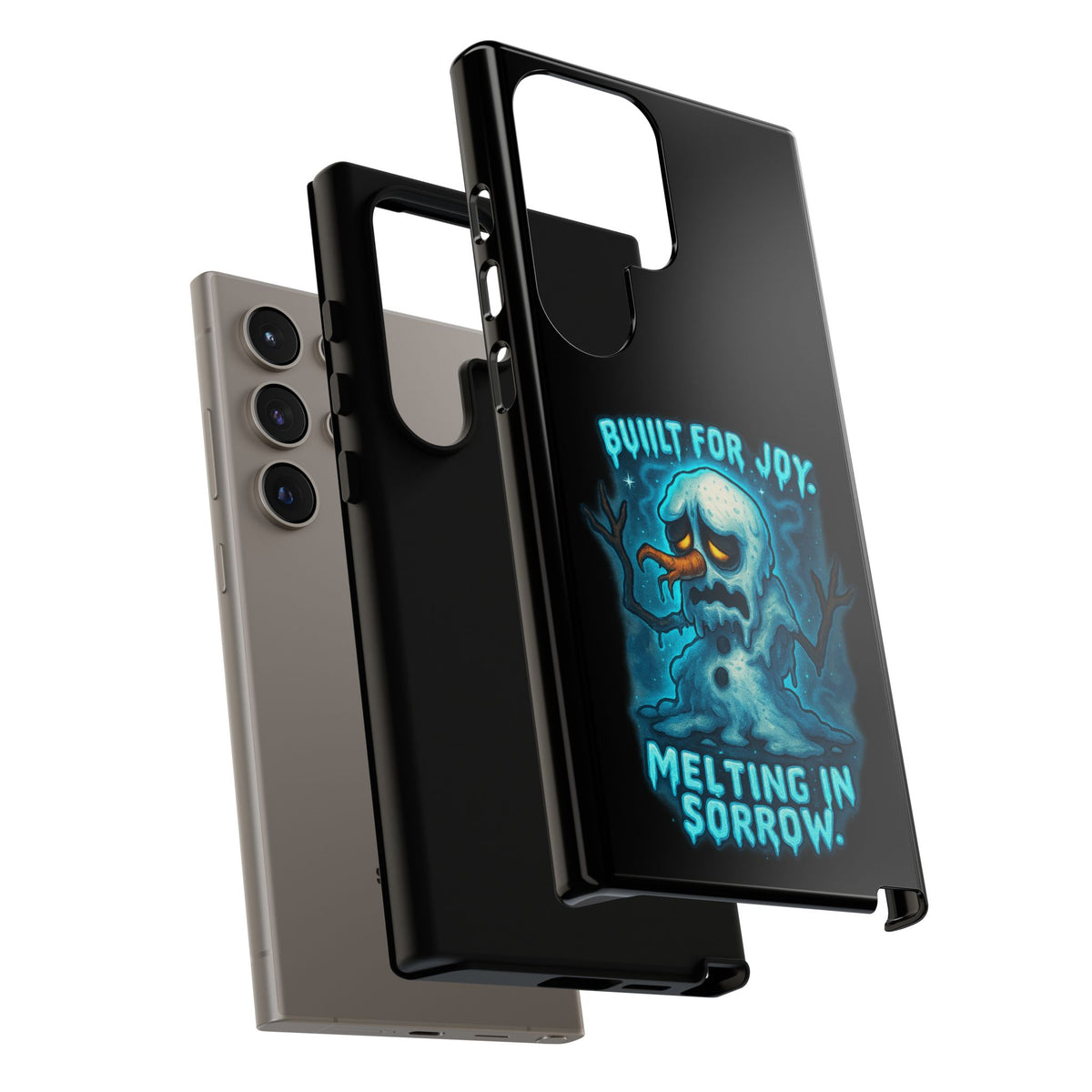 Phone Case — 'Built for Joy, Melting in Sorrow' Blue Melting Snowman Protective Case