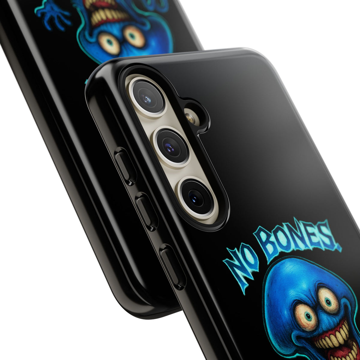 Phone Case — 'No Bones, No Chill, No Mercy' Blue Jellyfish Horror Design