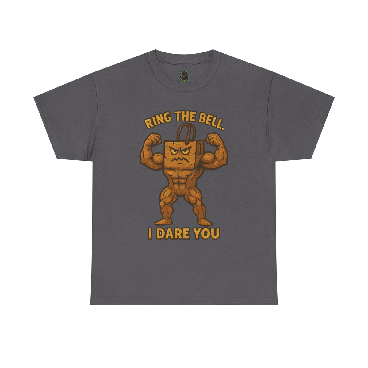 Kettlebell Mascot Tee — "Ring the Bell, I Dare You" Gym T-Shirt