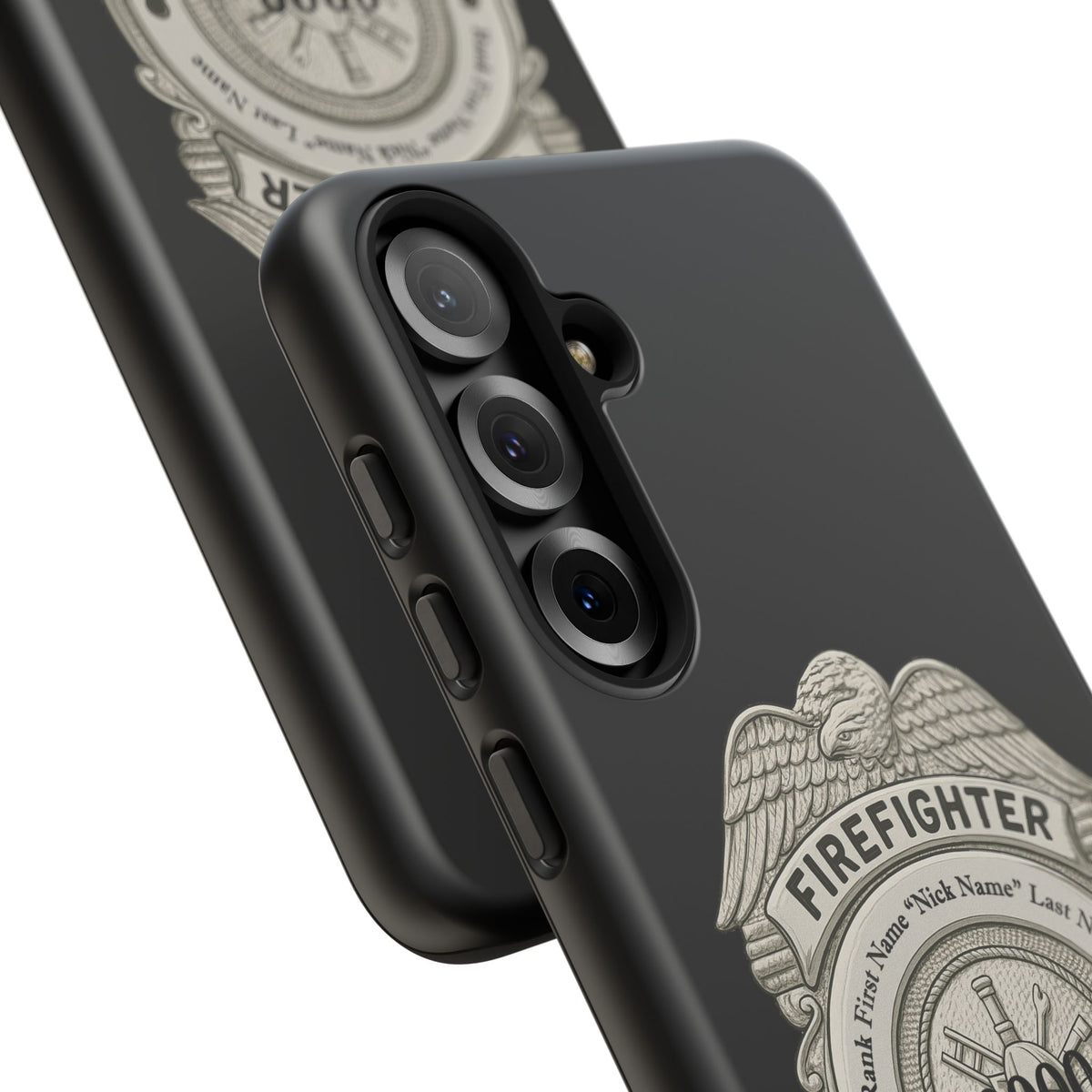 Firefighter Badge Tough Phone Case — Personalized Station Number Design
