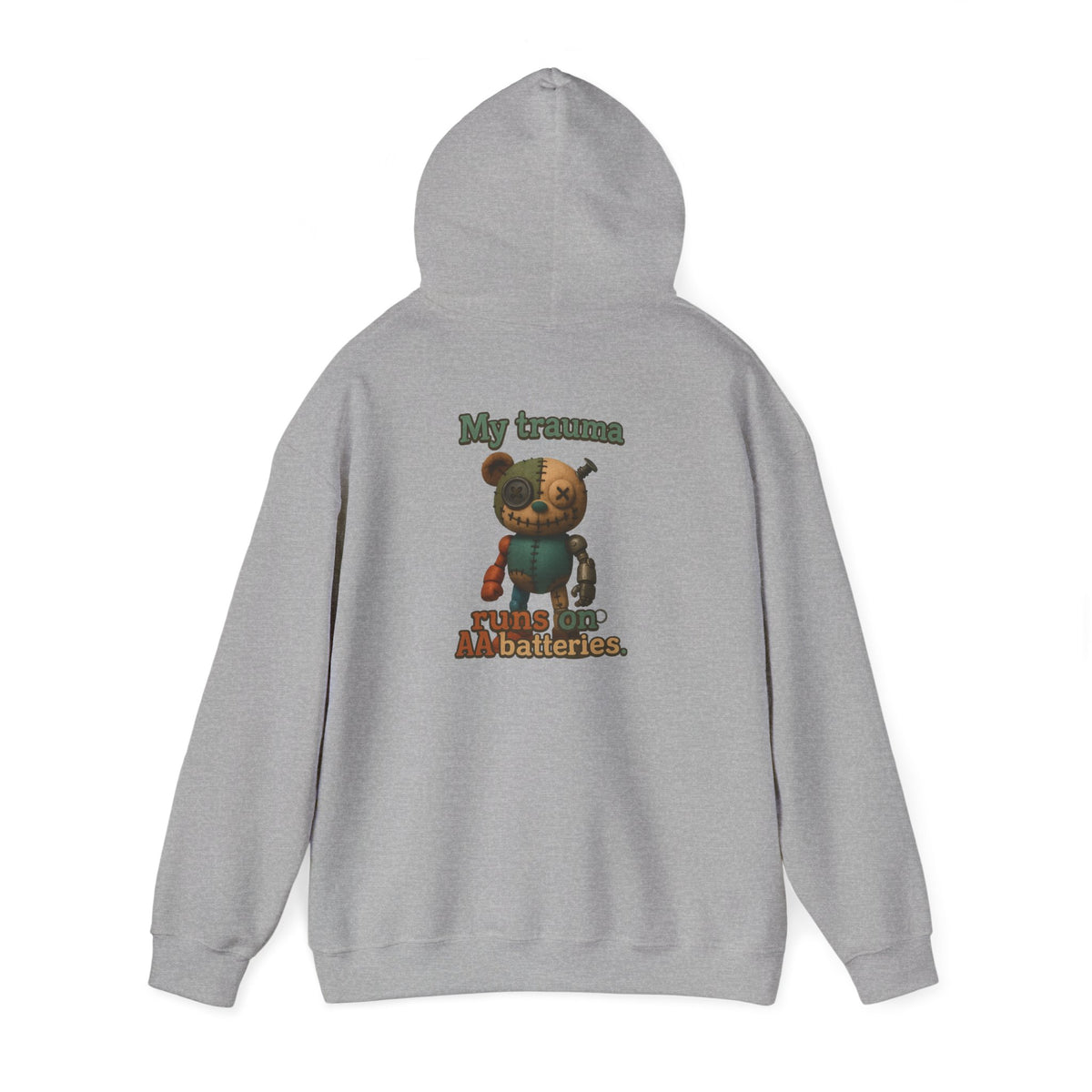 Bear Robot Hoodie — 'My Trauma runs on batteries' Cute Steampunk Plush Graphic Hoodie