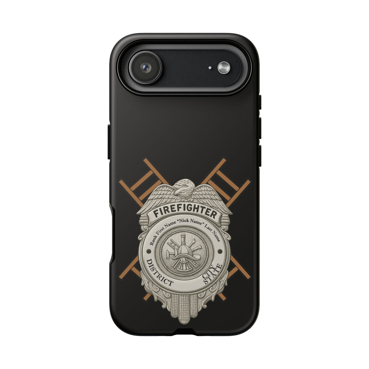 Firefighter Badge Tough Phone Case — Firefighter Helmet & Ladders Protective Case