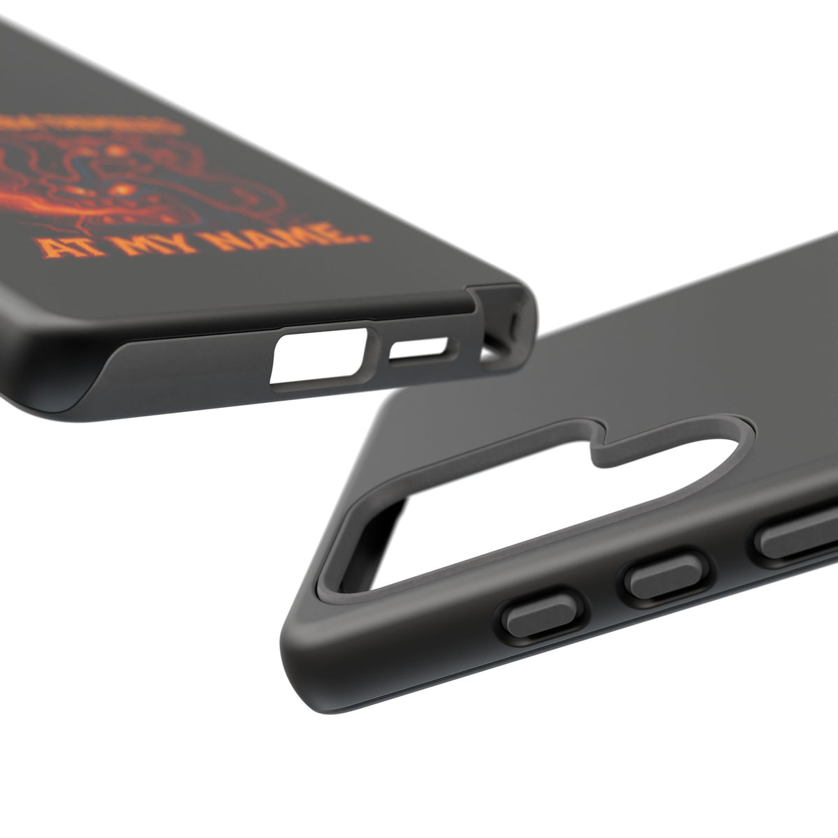 Phone Case — "Your Roomba Trembles at My Name" Fiery Cat Design