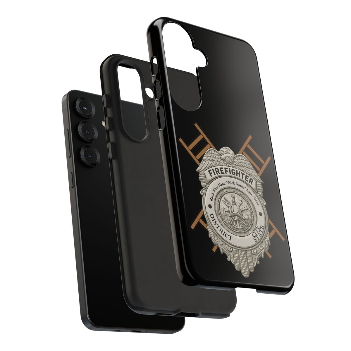 Firefighter Badge Tough Phone Case — Firefighter Helmet & Ladders Protective Case