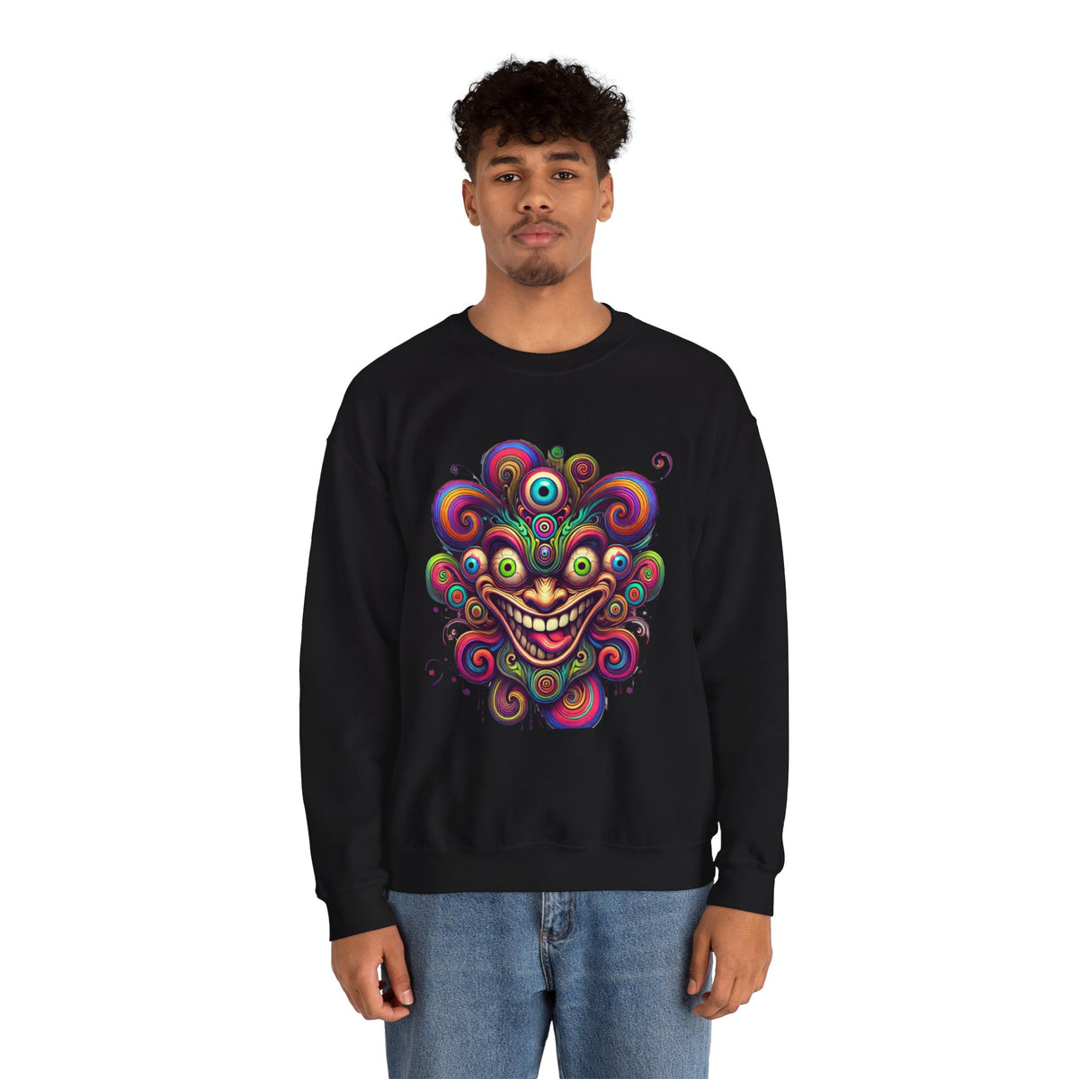 Hypnotic Swirl Face Crewneck Sweatshirt