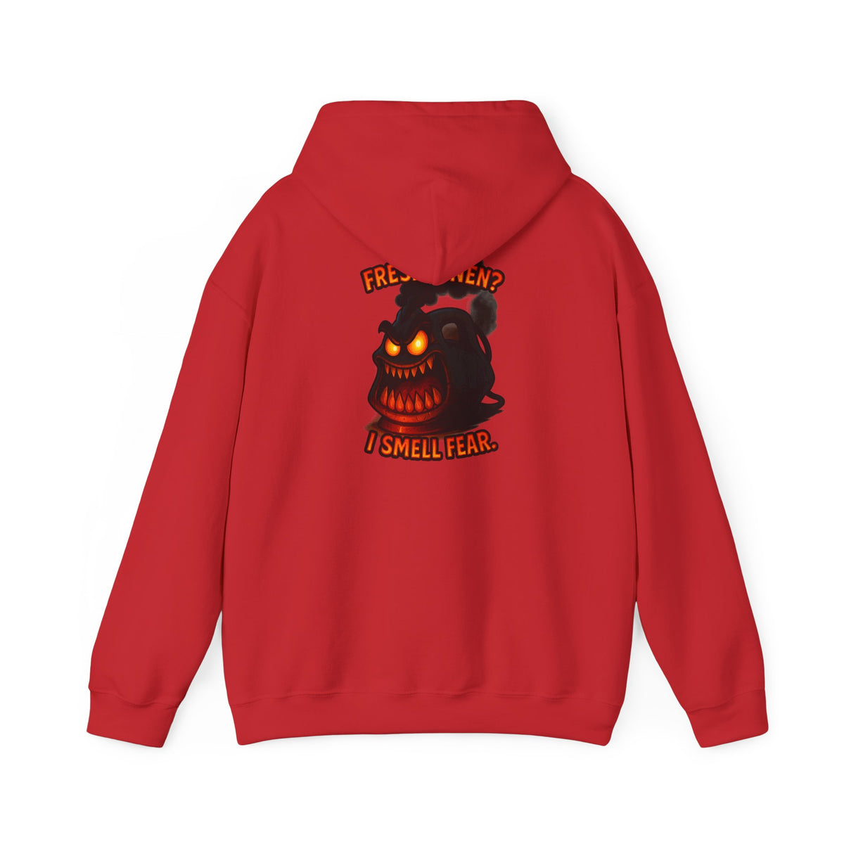 Horror Hoodie — 'Freshly Blended I Smell Fear' Graphic Back Sweatshirt
