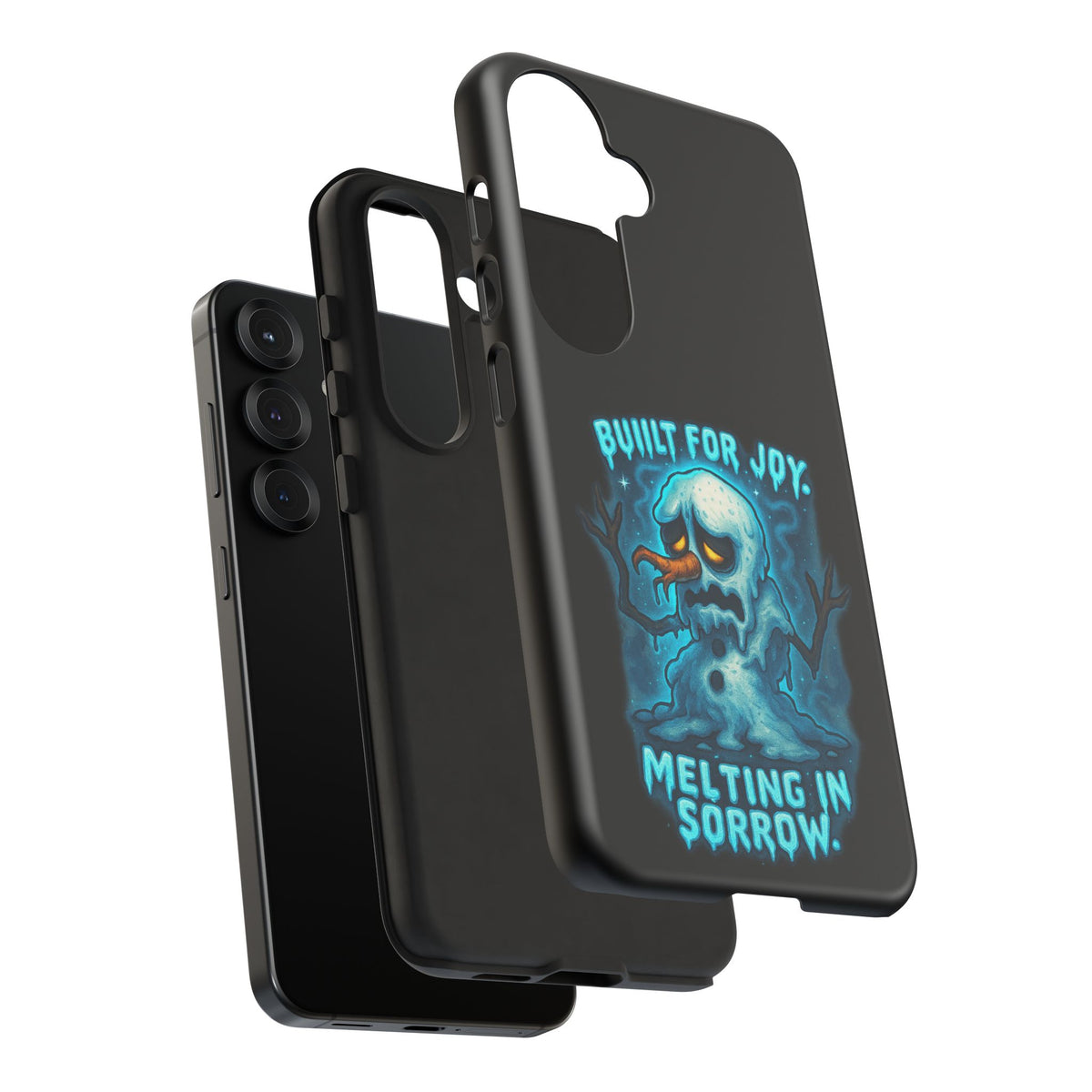 Phone Case — 'Built for Joy, Melting in Sorrow' Blue Melting Snowman Protective Case