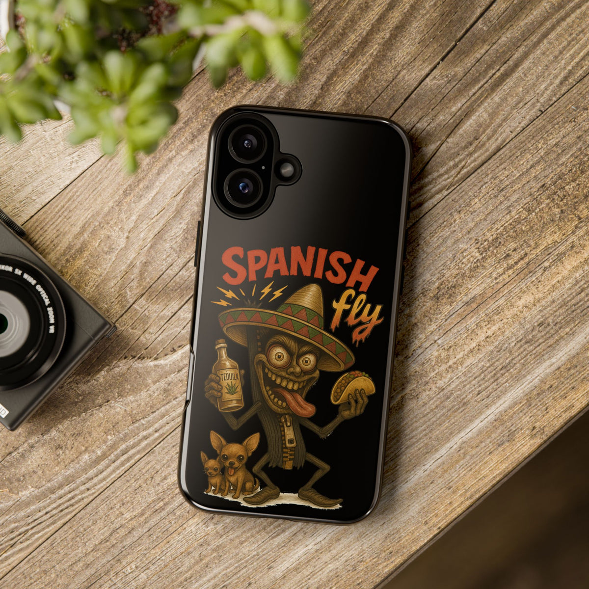 Spanish Fly Tough Phone Case — Retro Skull Sombrero Design