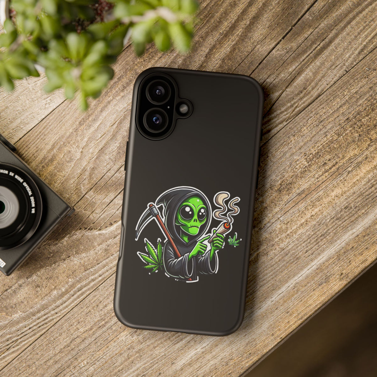 Reaper Alien Phone Case – Cute Grim Reaper Smoking Weed iPhone Case