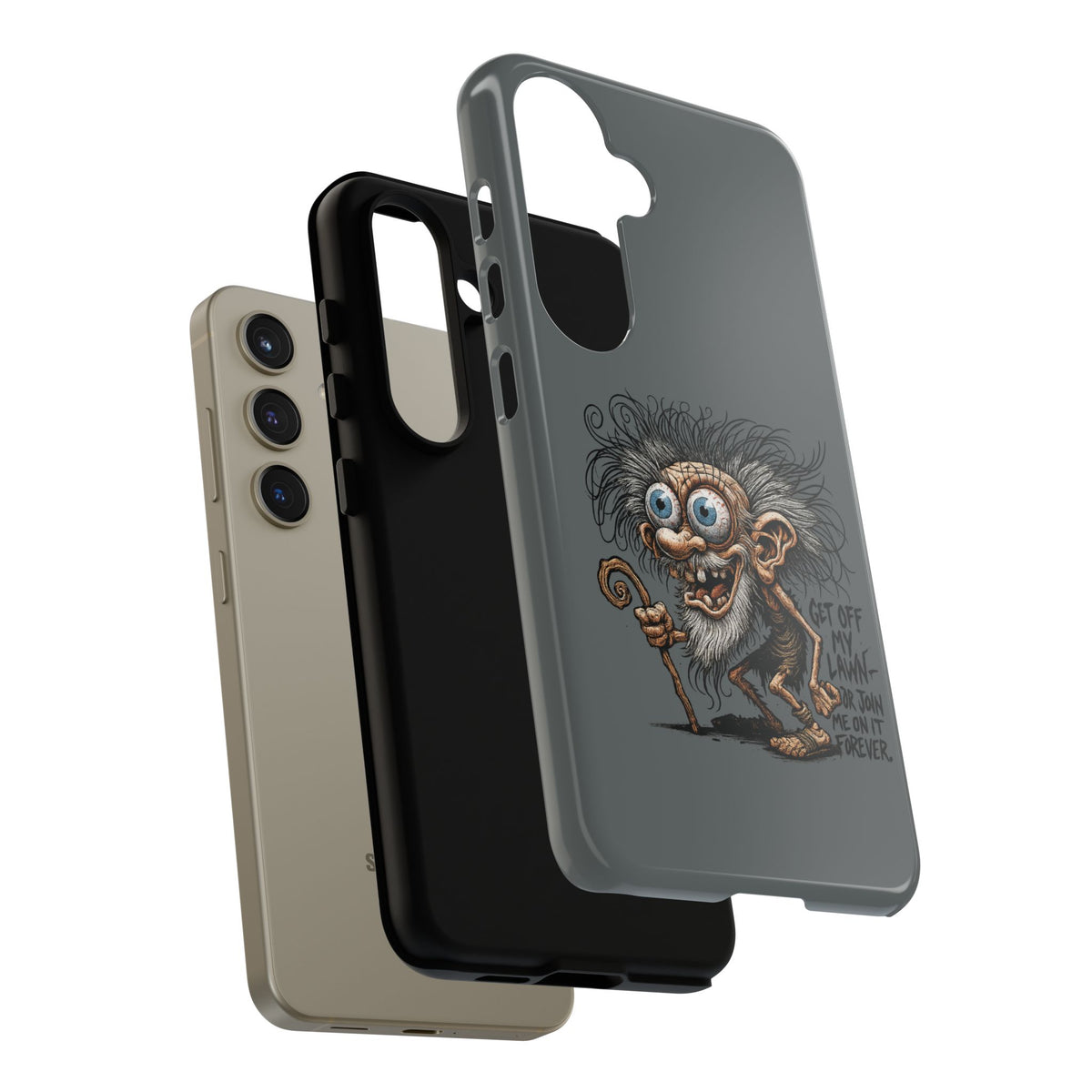 Phone Case — Funny Grumpy Troll Design: “Get Off My Lawn” Protective Cover