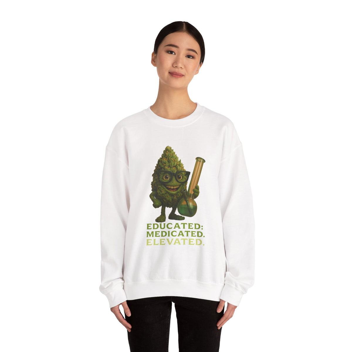 Educated. Medicated. Elevated. Crewneck Sweatshirt – Bud Edition