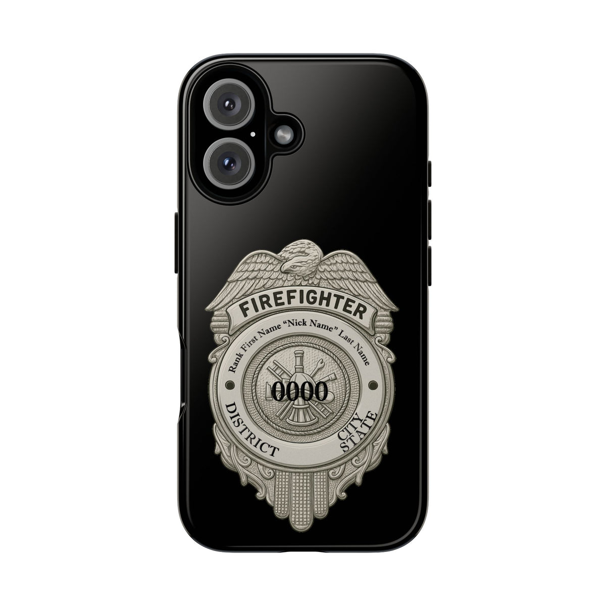 Firefighter Badge Tough Phone Case — Personalized Station Number Design
