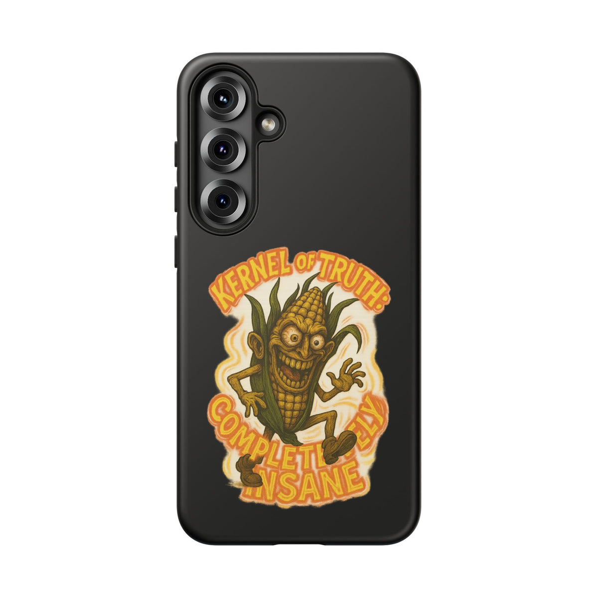 Corny Horror Phone Case - “Kernel of Truth, Completely Insane” Retro Corn Monster