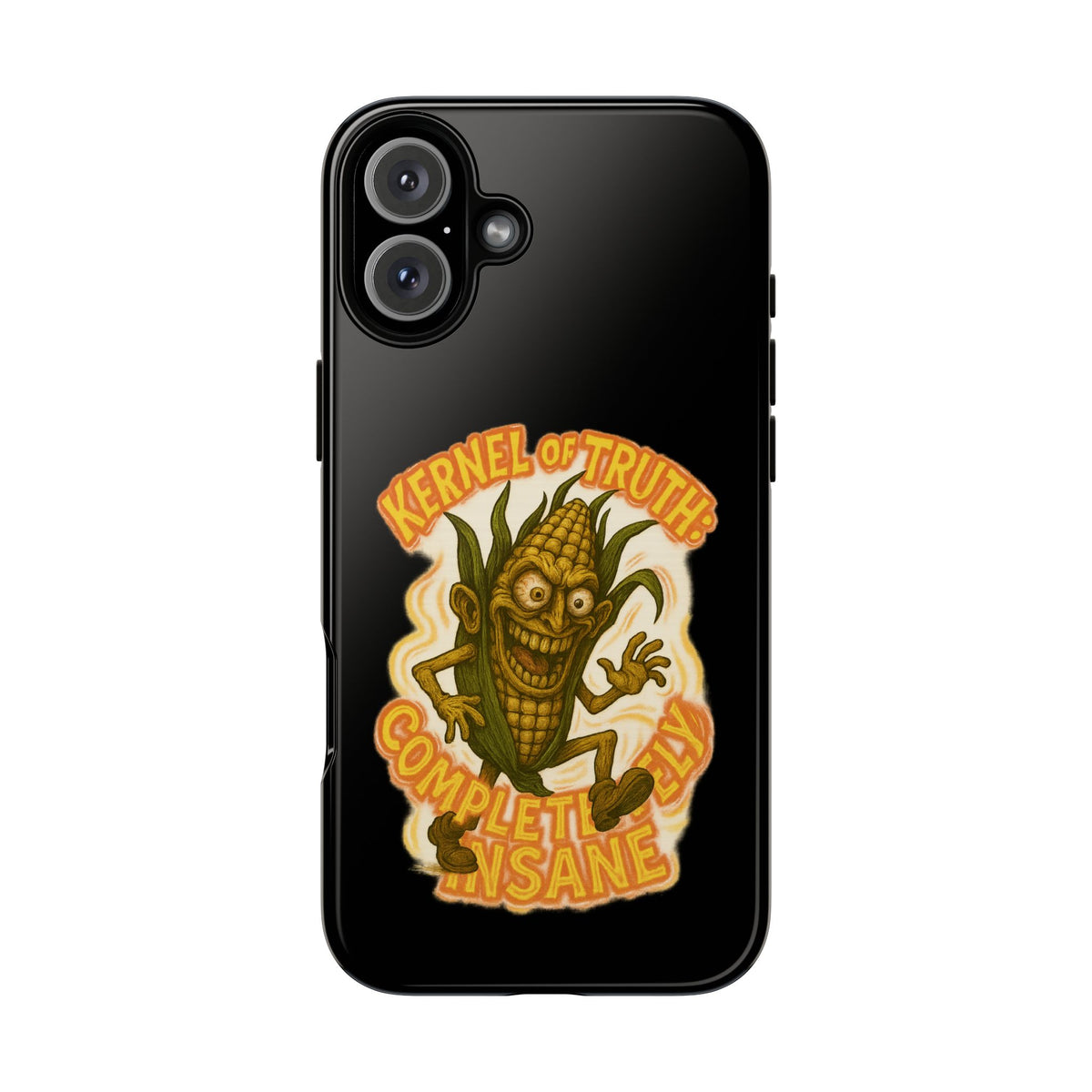 Corny Horror Phone Case - “Kernel of Truth, Completely Insane” Retro Corn Monster