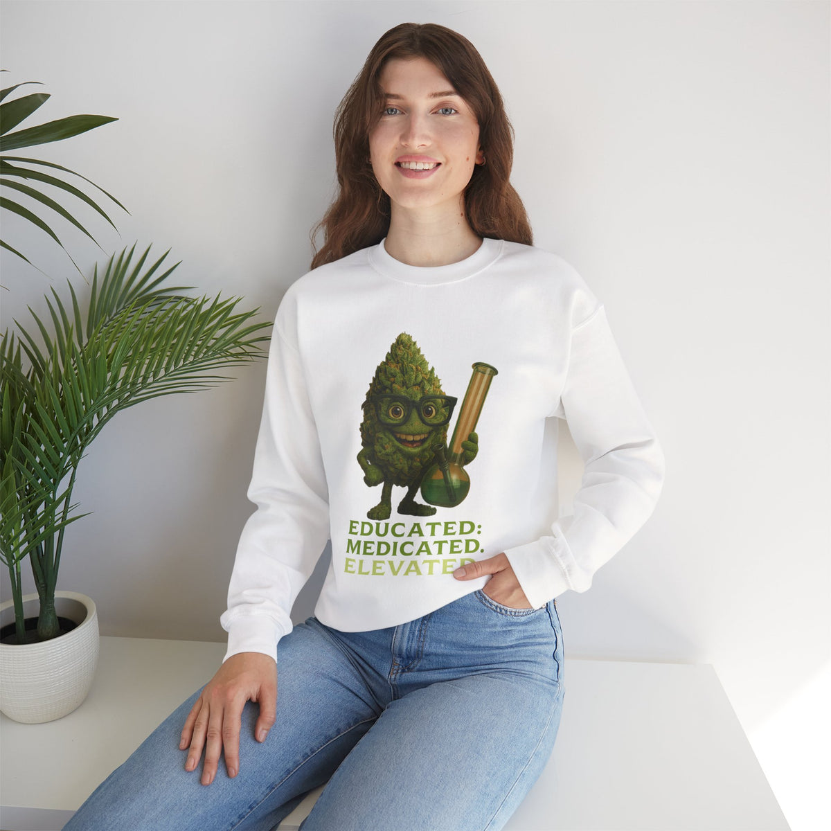 Educated. Medicated. Elevated. Crewneck Sweatshirt – Bud Edition
