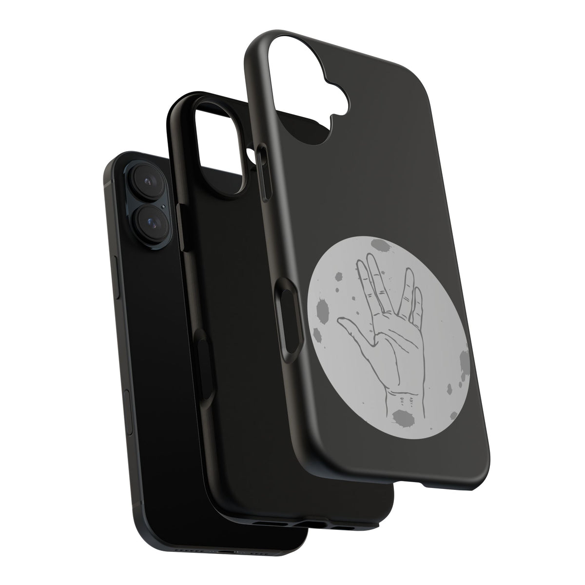 Spock Live Long Phone Case — Vulcan Salute Moon Graphic