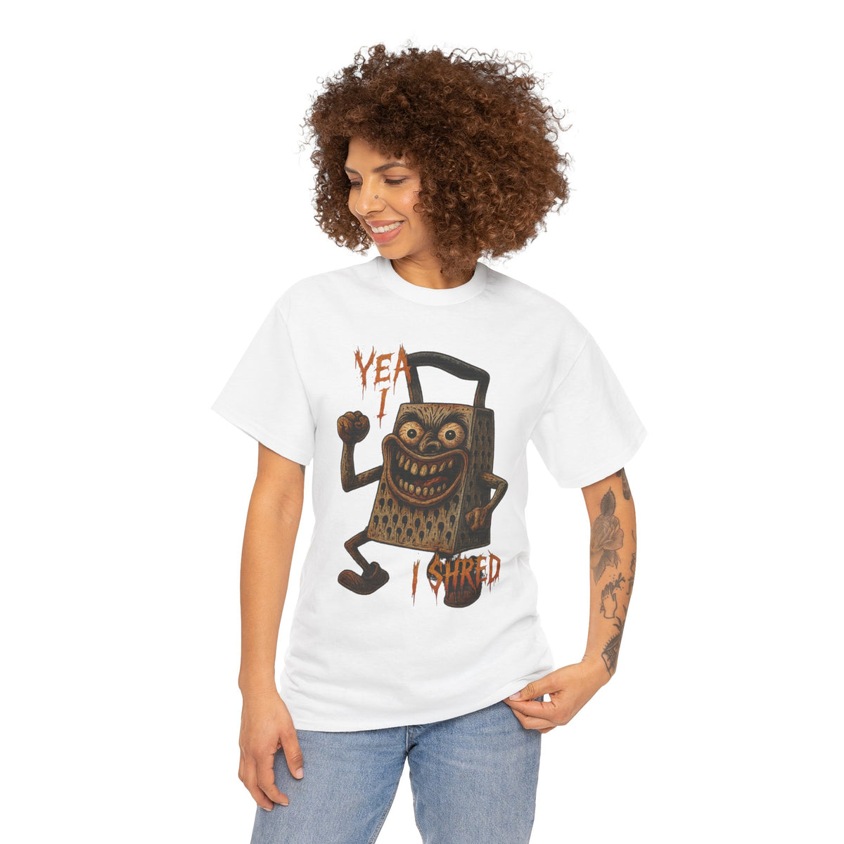 Yea I Shred – Evil Cheese Grater Funny Horror T-Shirt