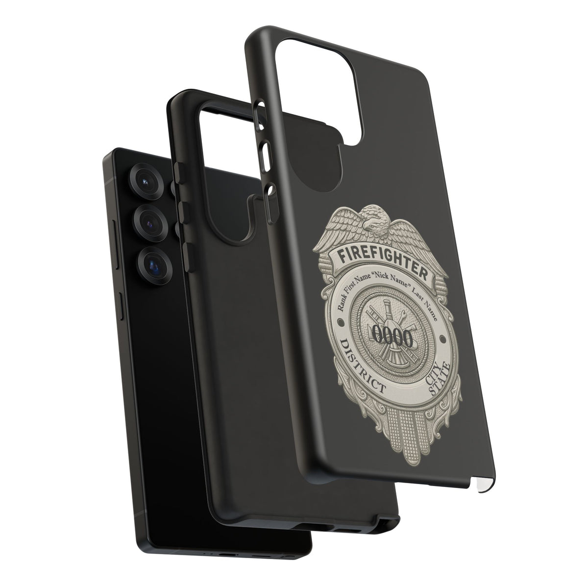 Firefighter Badge Tough Phone Case — Personalized Station Number Design