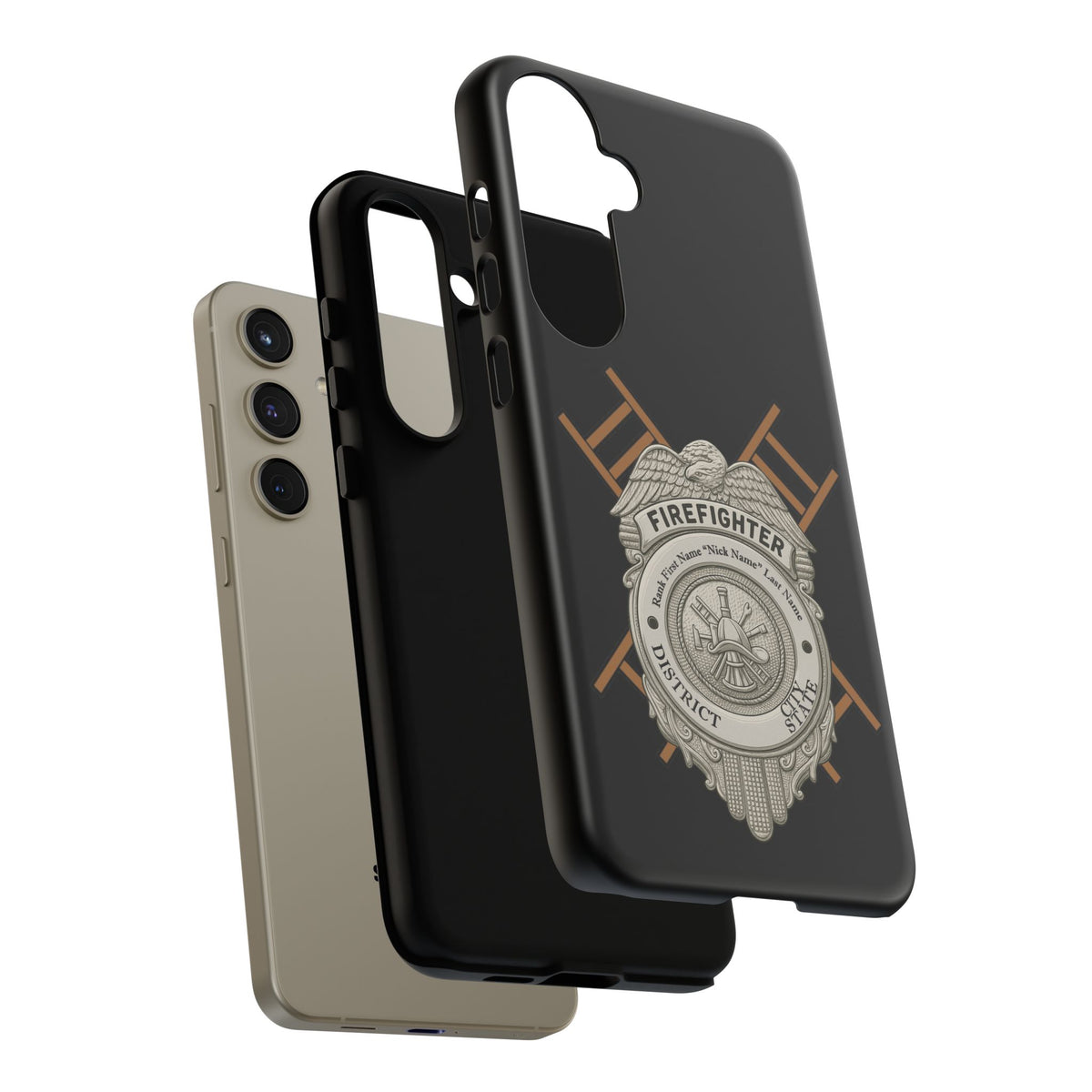 Firefighter Badge Tough Phone Case — Firefighter Helmet & Ladders Protective Case