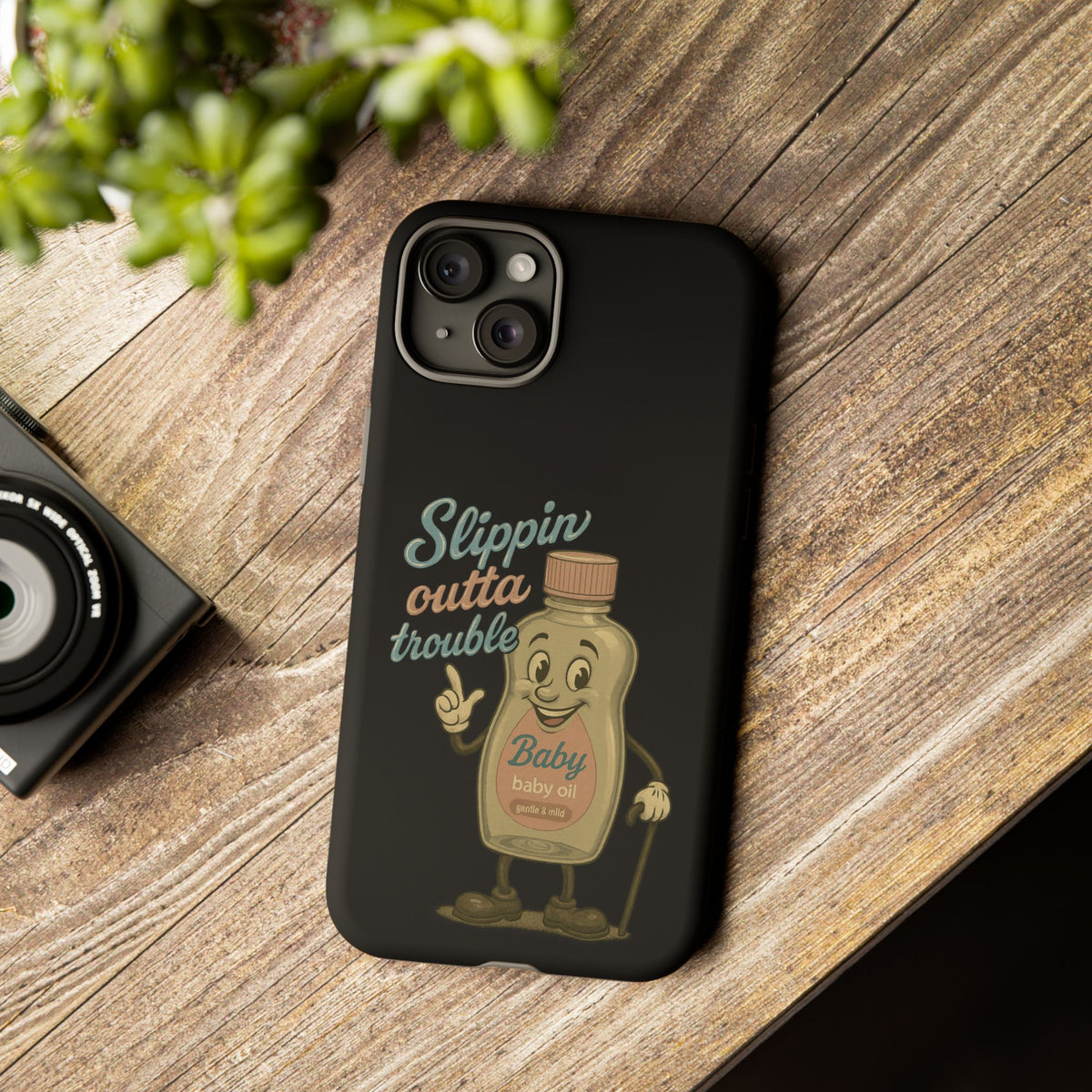Phone Case — 'Slippin Outta Trouble' Retro Baby Oil Mascot