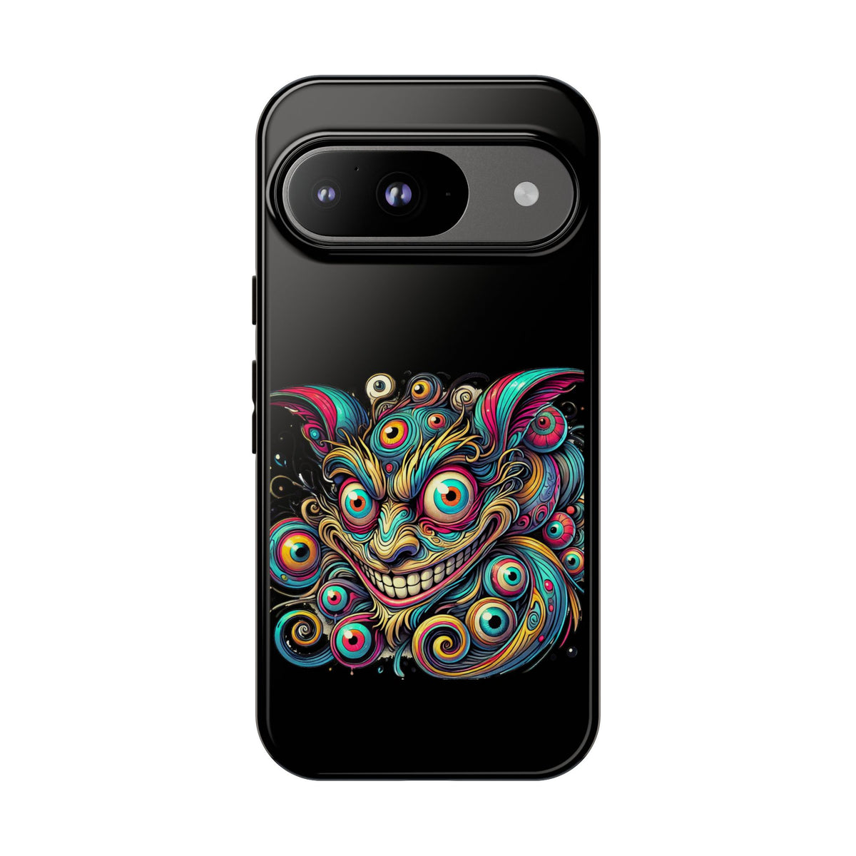 Psychedelic Mischief Phone Case — Colorful Grinning Monster Design