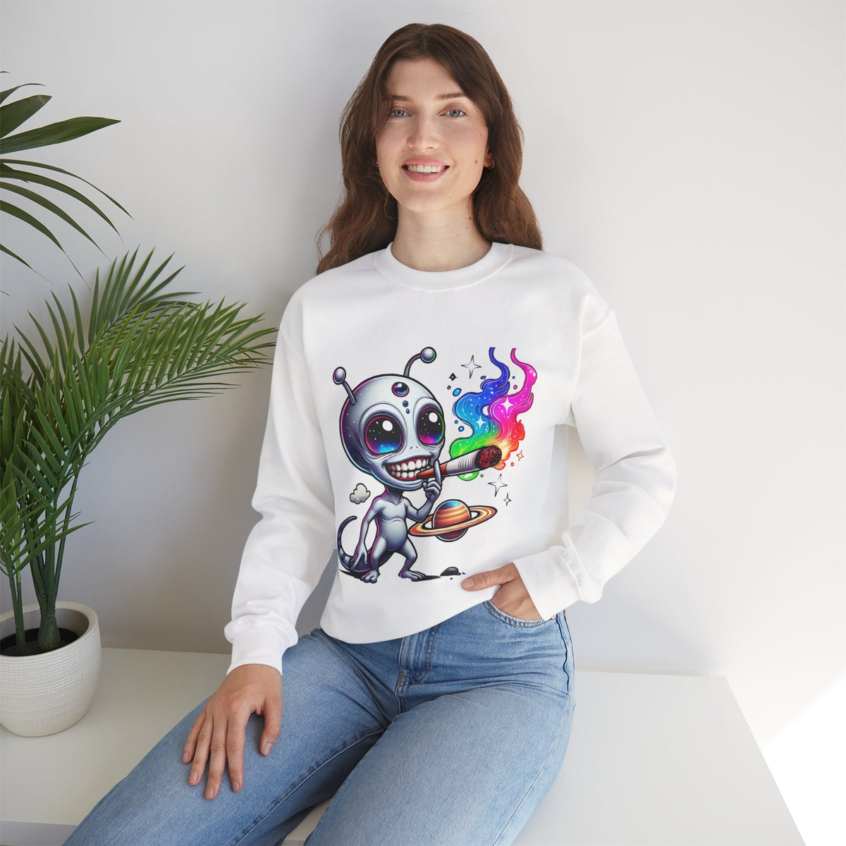 Stoned Alien Galaxy Crewneck Sweatshirt