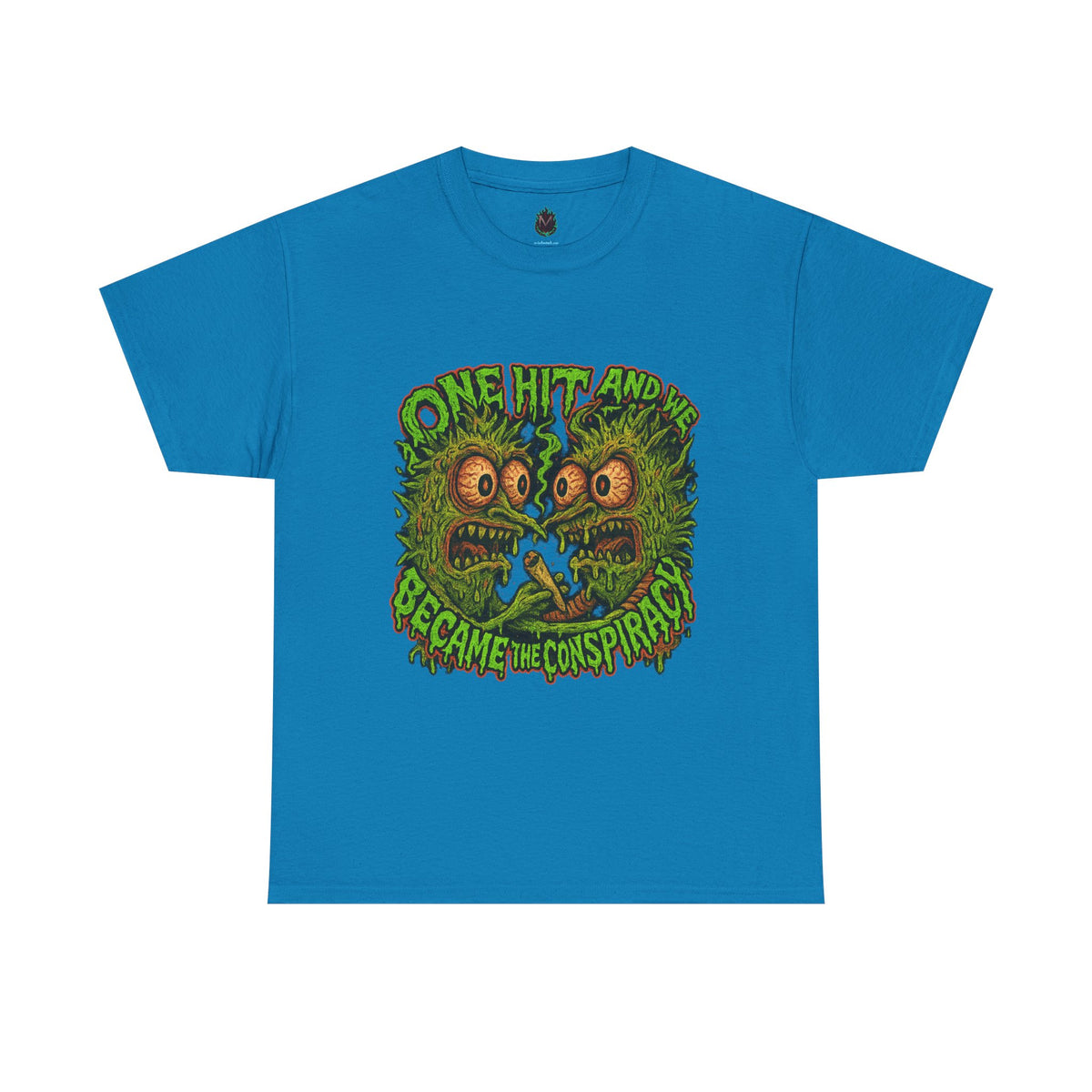 One Hit and We Became the Conspiracy – Trippy Weed Monster T-Shirt