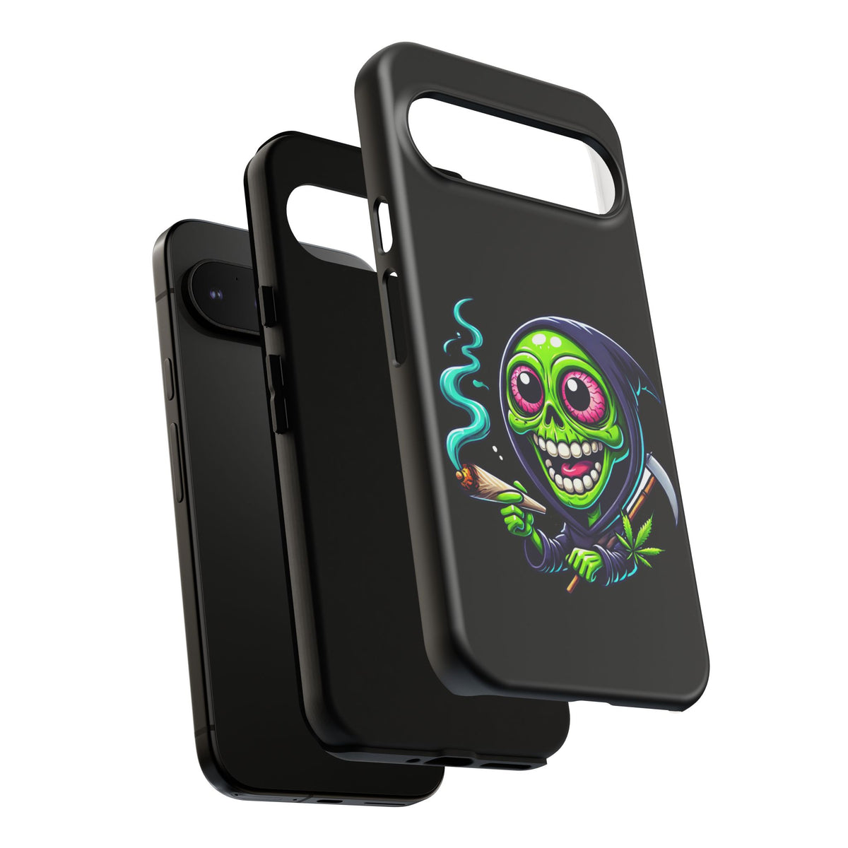 Grinning Stoner Grim Reaper Phone Case – Cannabis Skull iPhone Cover