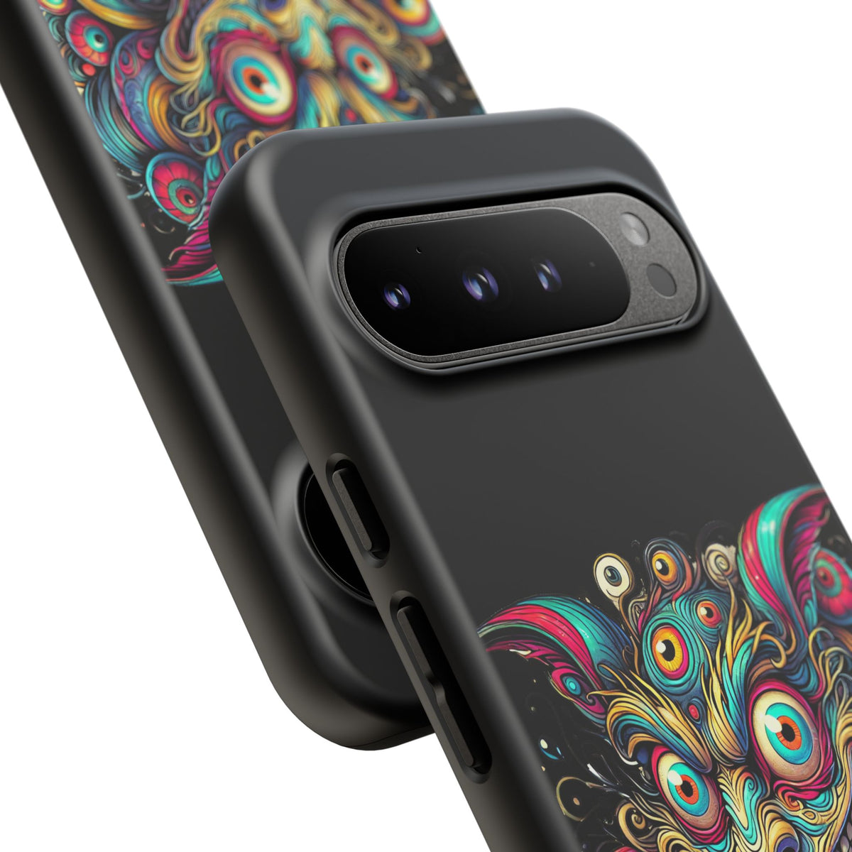 Psychedelic Mischief Phone Case — Colorful Grinning Monster Design