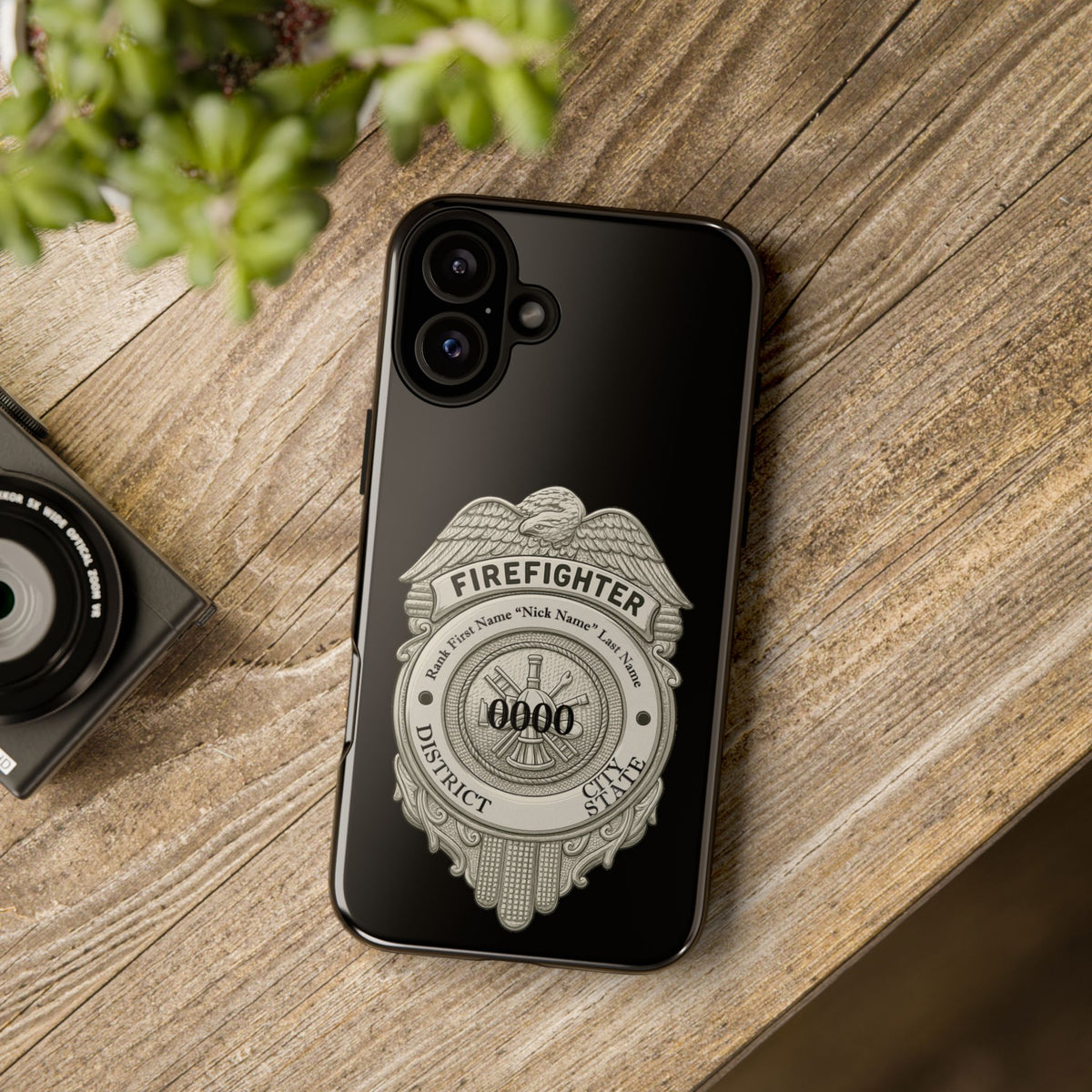 Firefighter Badge Tough Phone Case — Personalized Station Number Design