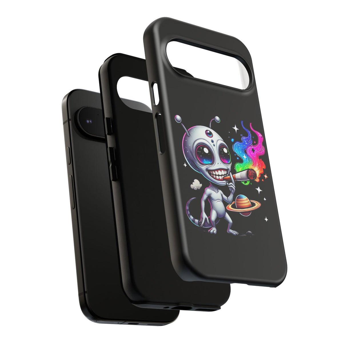 Alien Smoking Rainbow Galaxy Phone Case — Cute Cosmic Art Tough Case