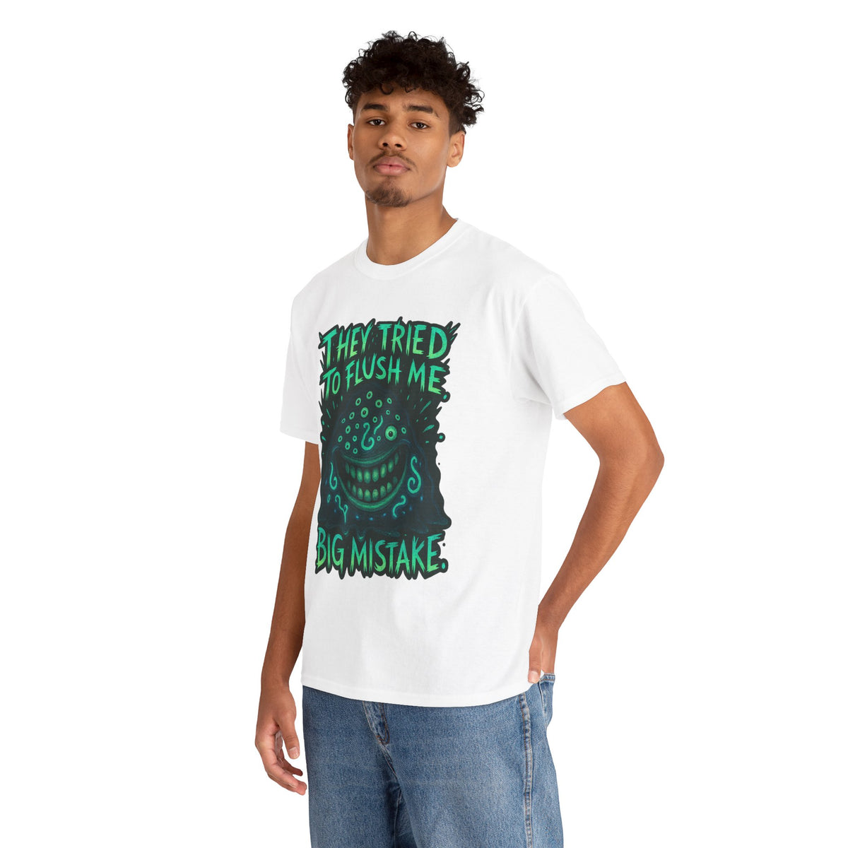 They Tried To Flush Me Big Mistake Tee | Creepy Smiling Face Graphic
