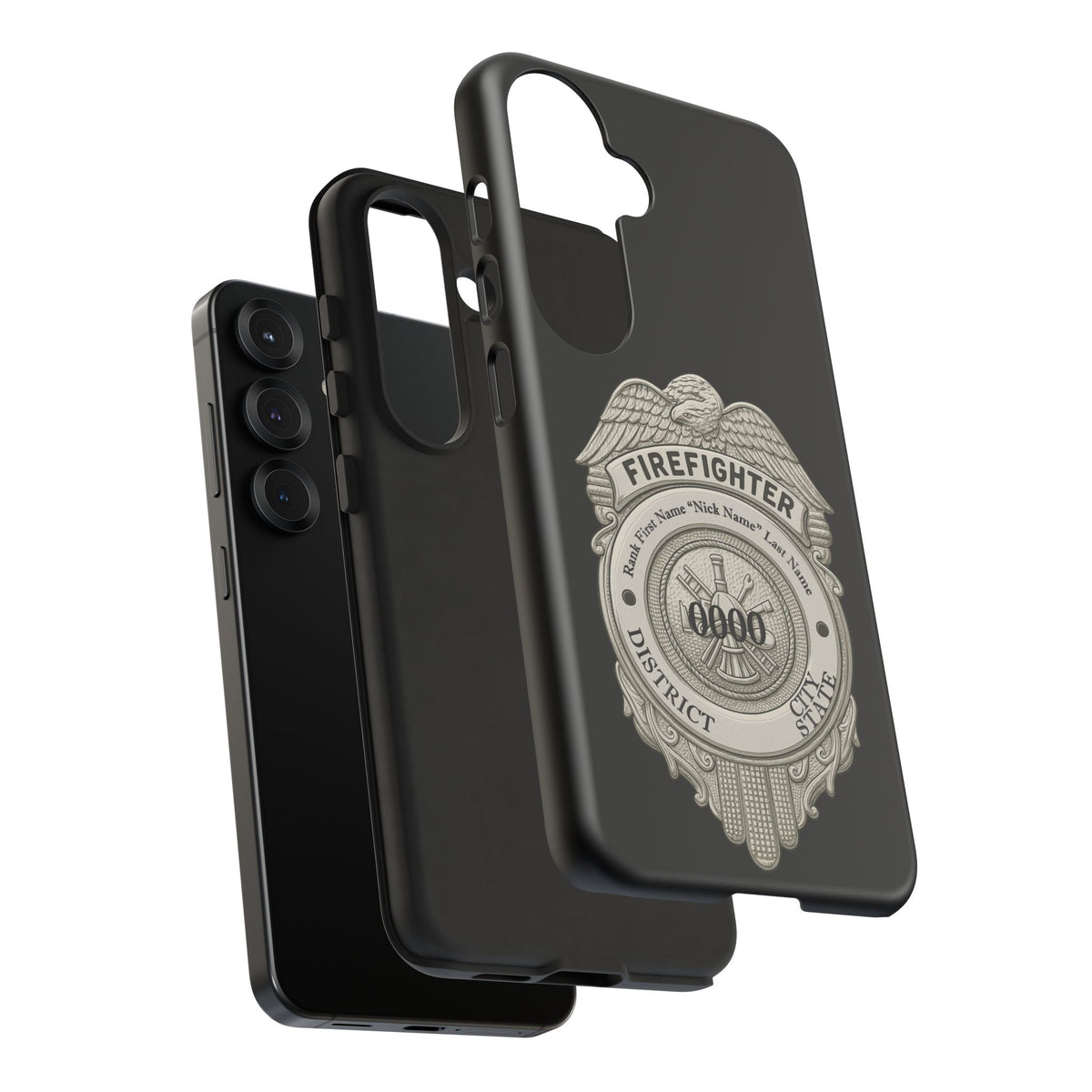 Firefighter Badge Tough Phone Case — Personalized Station Number Design