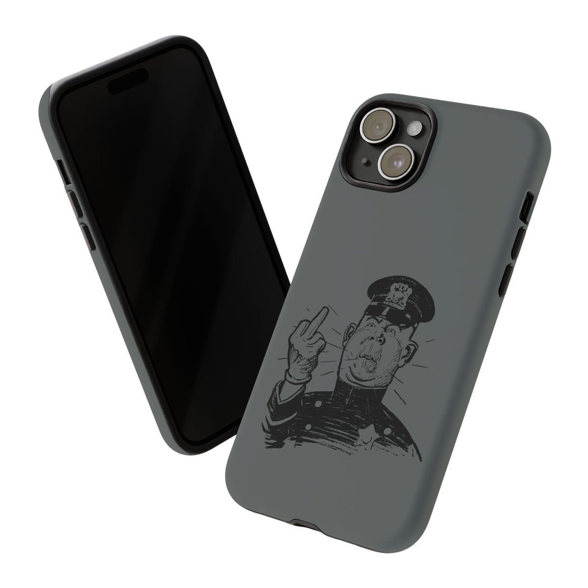 Vintage Cop Middle Finger Phone Case — Edgy Retro iPhone Protective Cover