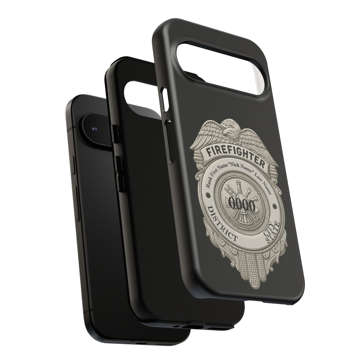 Firefighter Badge Tough Phone Case — Personalized Station Number Design