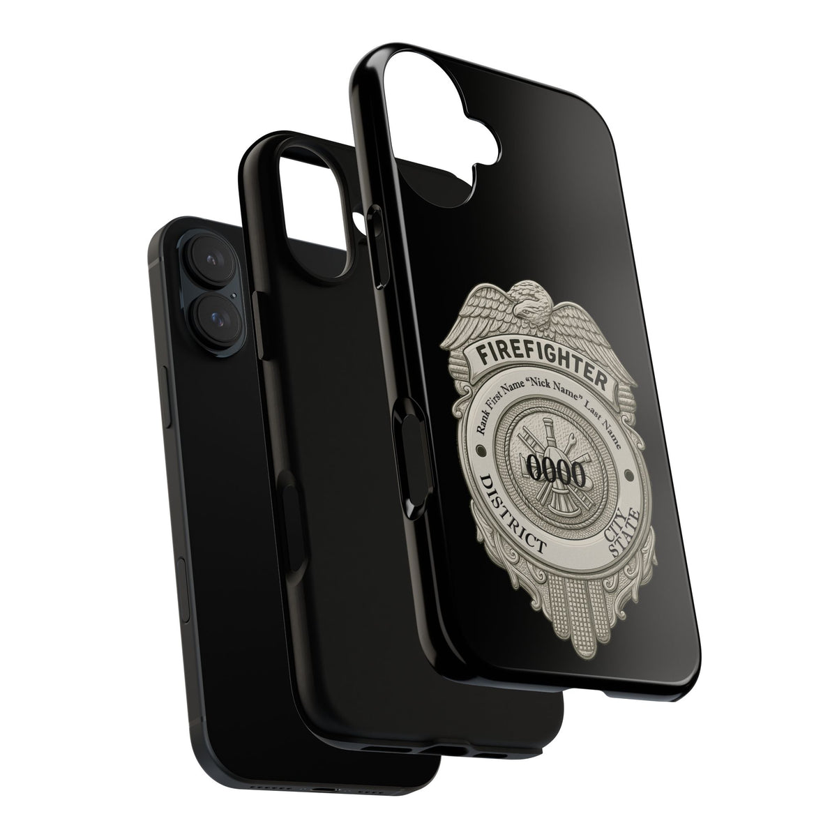 Firefighter Badge Tough Phone Case — Personalized Station Number Design