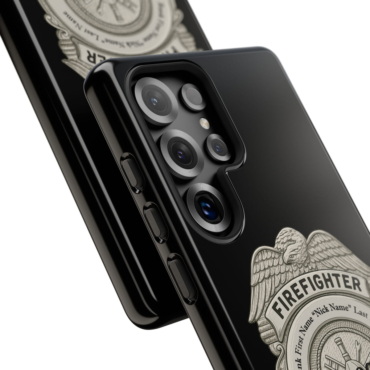 Firefighter Badge Tough Phone Case — Personalized Station Number Design