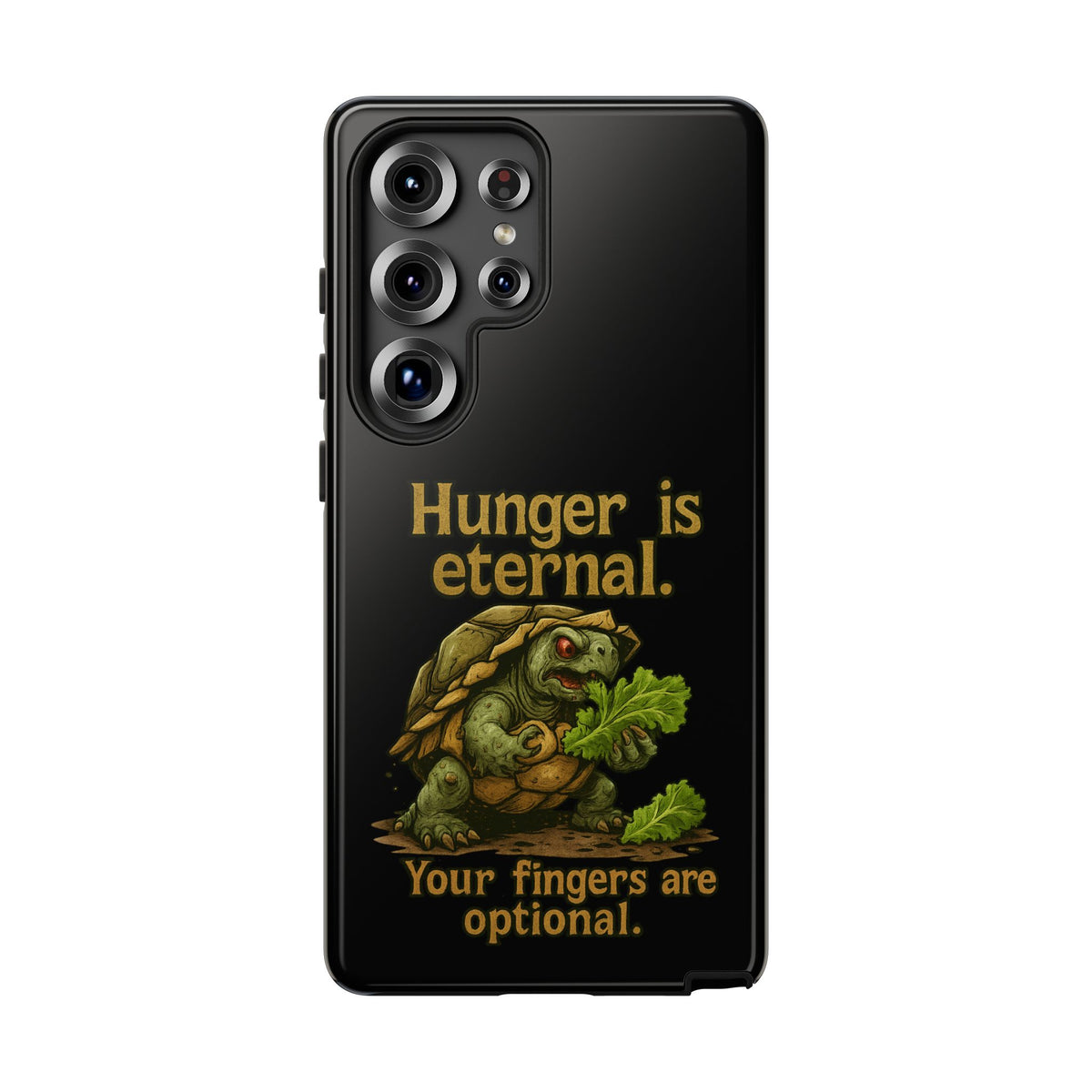 Phone Case — 'Hunger Is Eternal, Your Fingers Are Optional' Turtle Snack Graphic