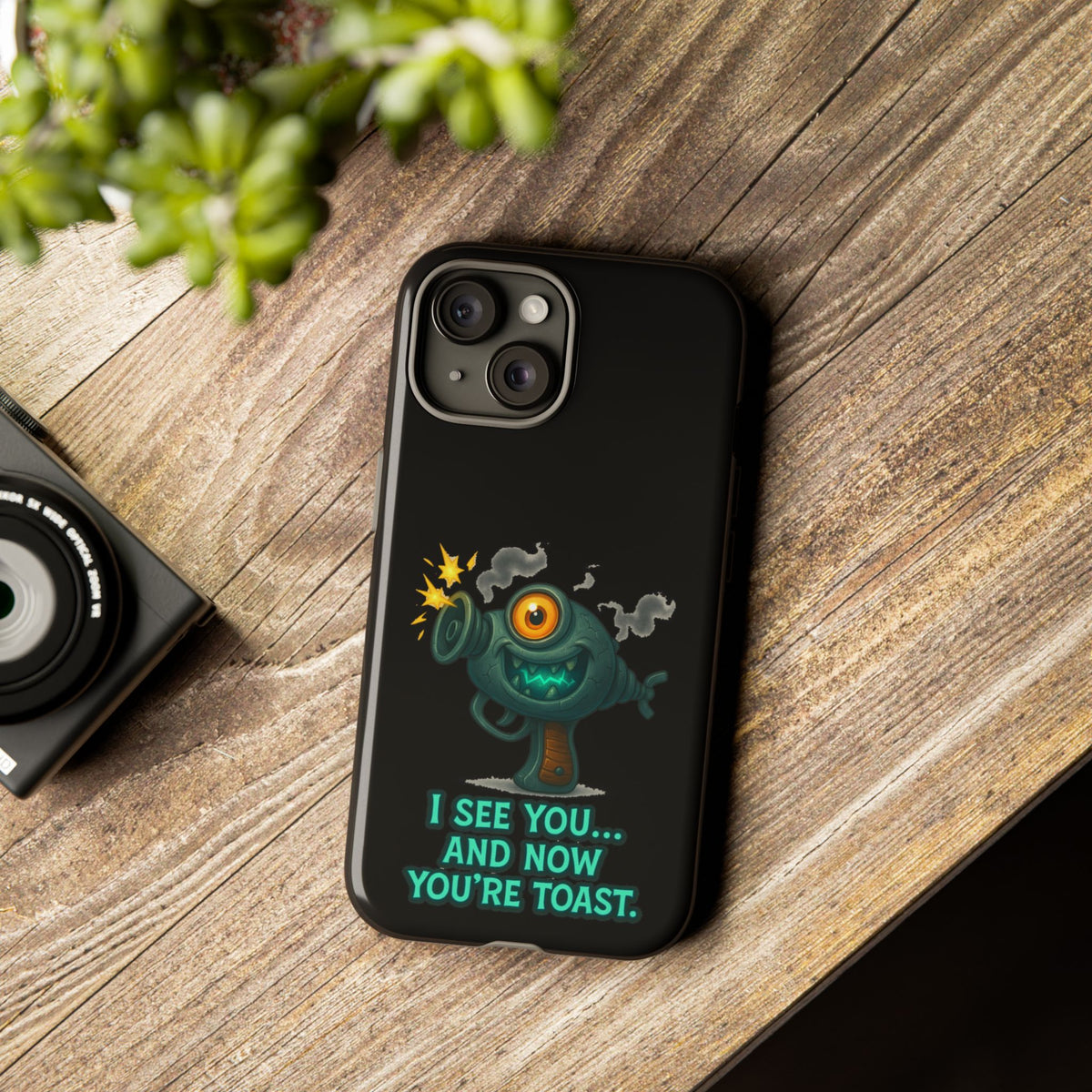 Phone Case — Cute Zombie Blaster Design with "I See You... And Now You're Toast"